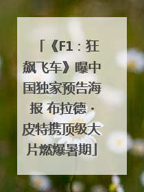 《F1：狂飙飞车》曝中国独家预告海报 布拉德・皮特携顶级大片燃爆暑期