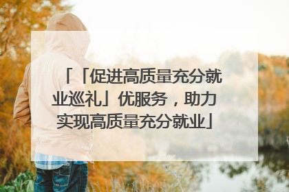 「促进高质量充分就业巡礼」优服务，助力实现高质量充分就业
