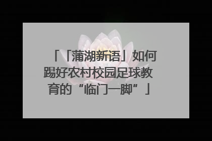 「蒲湖新语」如何踢好农村校园足球教育的“临门一脚”
