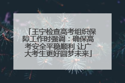 王宁检查高考组织保障工作时强调：确保高考安全平稳顺利 让广大考生更好圆梦未来