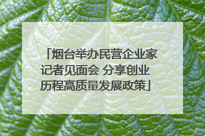 烟台举办民营企业家记者见面会 分享创业历程高质量发展政策