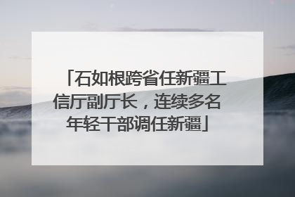 石如根跨省任新疆工信厅副厅长，连续多名年轻干部调任新疆