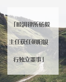 睦湃律所杨毅主任获任朝阳银行独立董事