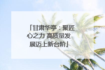 甘肃华亭：聚匠心之力 高质量发展迈上新台阶