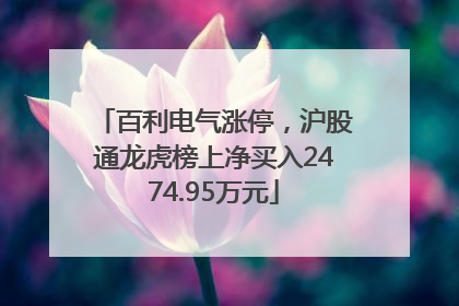 百利电气涨停，沪股通龙虎榜上净买入2474.95万元