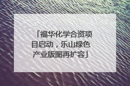 福华化学合资项目启动，乐山绿色产业版图再扩容