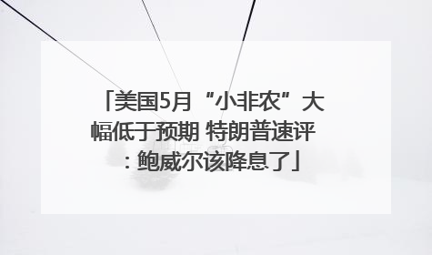 美国5月“小非农”大幅低于预期 特朗普速评：鲍威尔该降息了