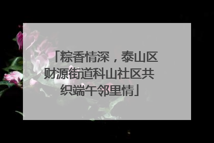 粽香情深，泰山区财源街道科山社区共织端午邻里情