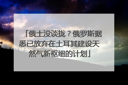 俄土没谈拢？俄罗斯据悉已放弃在土耳其建设天然气新枢纽的计划