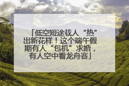 低空短途载人“热”出新花样！这个端午假期有人“包机”求婚，有人空中看龙舟赛