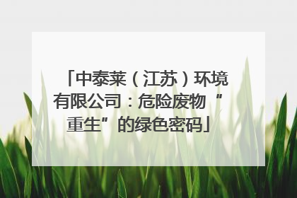 中泰莱（江苏）环境有限公司：危险废物“重生”的绿色密码