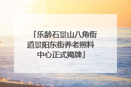 乐龄石景山八角街道景阳东街养老照料中心正式揭牌