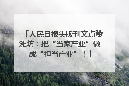 人民日报头版刊文点赞潍坊：把“当家产业”做成“担当产业”！