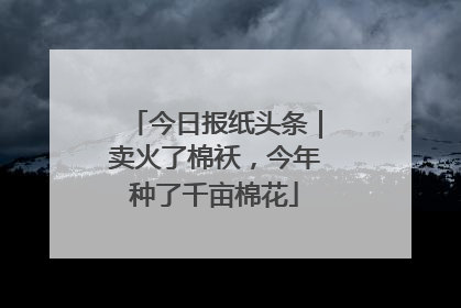 今日报纸头条｜卖火了棉袄，今年种了千亩棉花