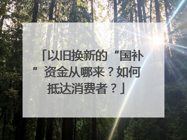 以旧换新的“国补”资金从哪来？如何抵达消费者？