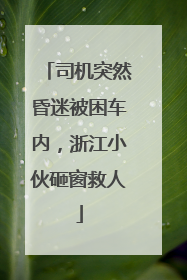 司机突然昏迷被困车内，浙江小伙砸窗救人