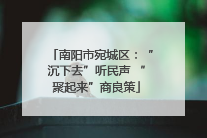 南阳市宛城区：“沉下去”听民声 “聚起来”商良策