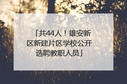 共44人！雄安新区新建片区学校公开选聘教职人员