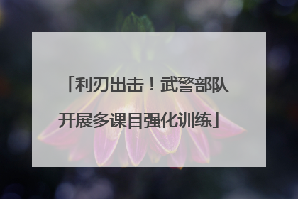 利刃出击！武警部队开展多课目强化训练