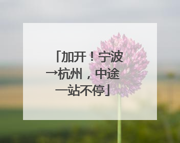 加开！宁波→杭州，中途一站不停