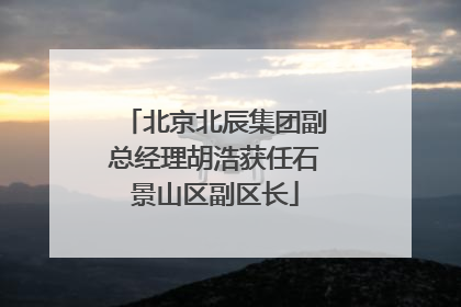 北京北辰集团副总经理胡浩获任石景山区副区长