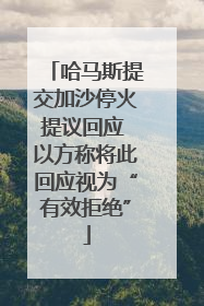 哈马斯提交加沙停火提议回应 以方称将此回应视为“有效拒绝”