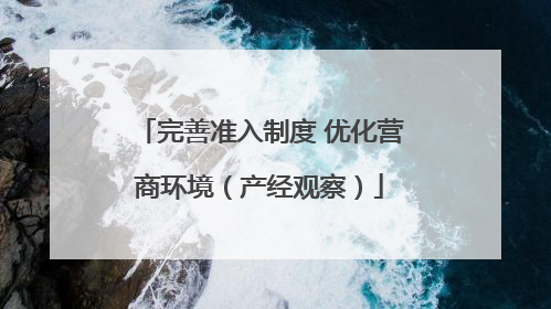 完善准入制度 优化营商环境（产经观察）