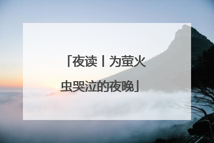 夜读丨为萤火虫哭泣的夜晚