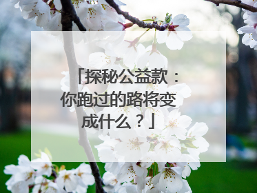 探秘公益款：你跑过的路将变成什么？