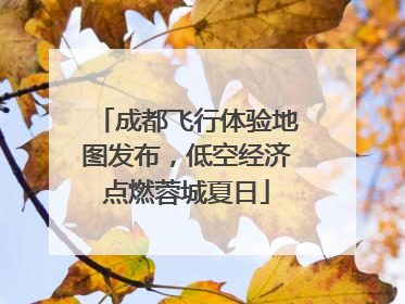 成都飞行体验地图发布，低空经济点燃蓉城夏日
