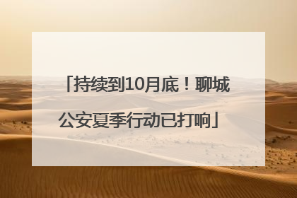 持续到10月底！聊城公安夏季行动已打响