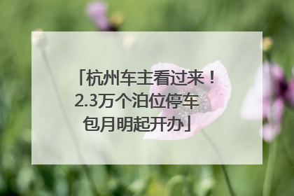 杭州车主看过来！2.3万个泊位停车包月明起开办