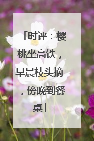 时评：樱桃坐高铁，早晨枝头摘，傍晚到餐桌