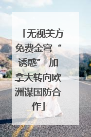 无视美方免费金穹“诱惑” 加拿大转向欧洲谋国防合作