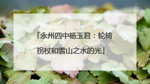 永州四中杨玉君：轮椅拐杖和雪山之水的光