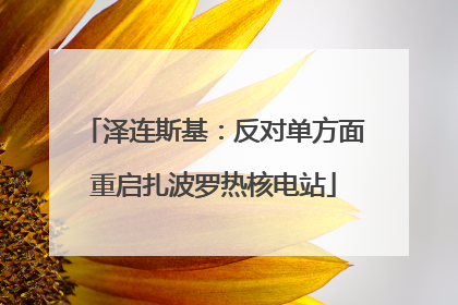 泽连斯基：反对单方面重启扎波罗热核电站