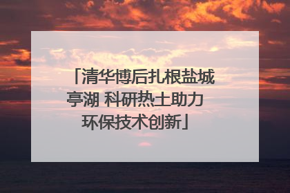 清华博后扎根盐城亭湖 科研热土助力环保技术创新