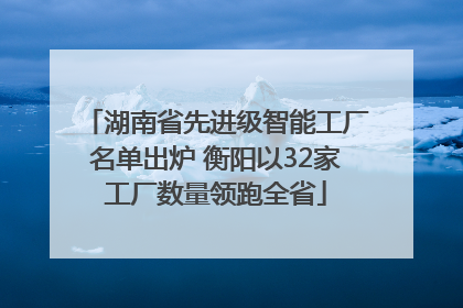 湖南省先进级智能工厂名单出炉 衡阳以32家工厂数量领跑全省