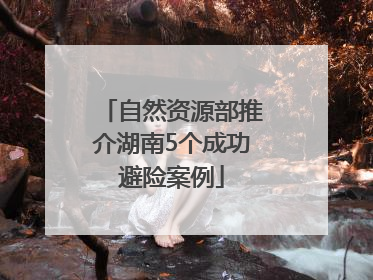 自然资源部推介湖南5个成功避险案例
