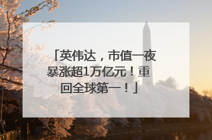 英伟达，市值一夜暴涨超1万亿元！重回全球第一！