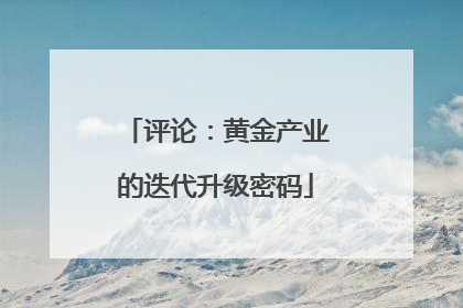 评论：黄金产业的迭代升级密码