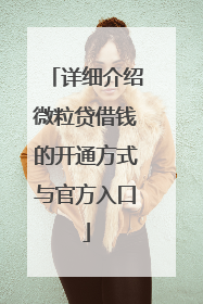 详细介绍微粒贷借钱的开通方式与官方入口