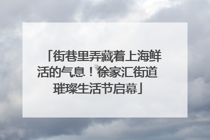 街巷里弄藏着上海鲜活的气息！徐家汇街道璀璨生活节启幕