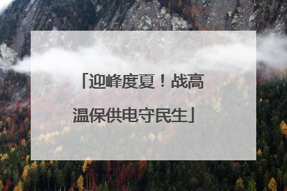 迎峰度夏！战高温保供电守民生