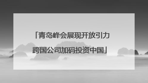 青岛峰会展现开放引力 跨国公司加码投资中国