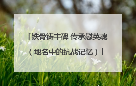 铁骨铸丰碑 传承慰英魂（地名中的抗战记忆）