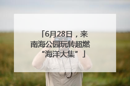 6月28日，来南海公园玩转超燃 “海洋大集”