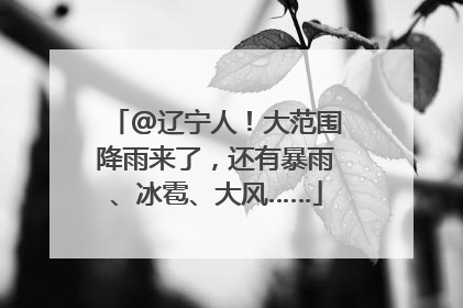 @辽宁人！大范围降雨来了，还有暴雨、冰雹、大风……